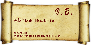Vétek Beatrix névjegykártya