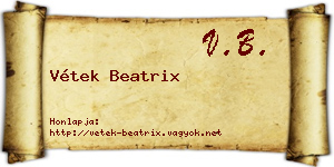 Vétek Beatrix névjegykártya